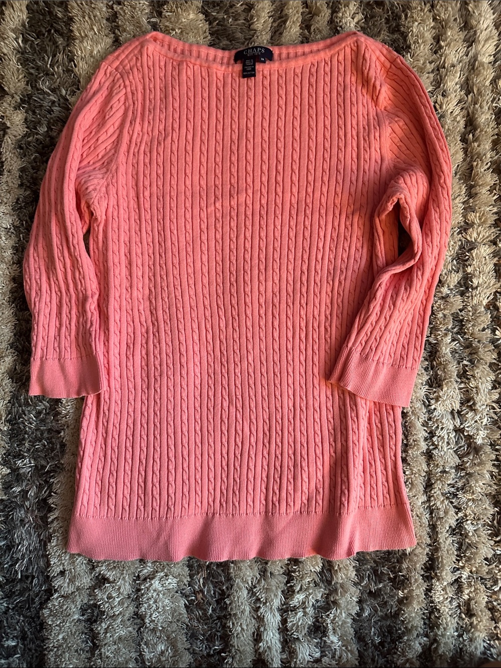 Chaps Coral Cable-Detail Boatneck Sweater
